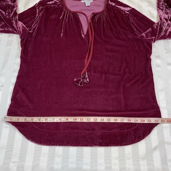 Tommy Bahama SILK Velvet Sands Sz M Tie Neck Pullover Blouse Fuchsia - Picture 7 of 16